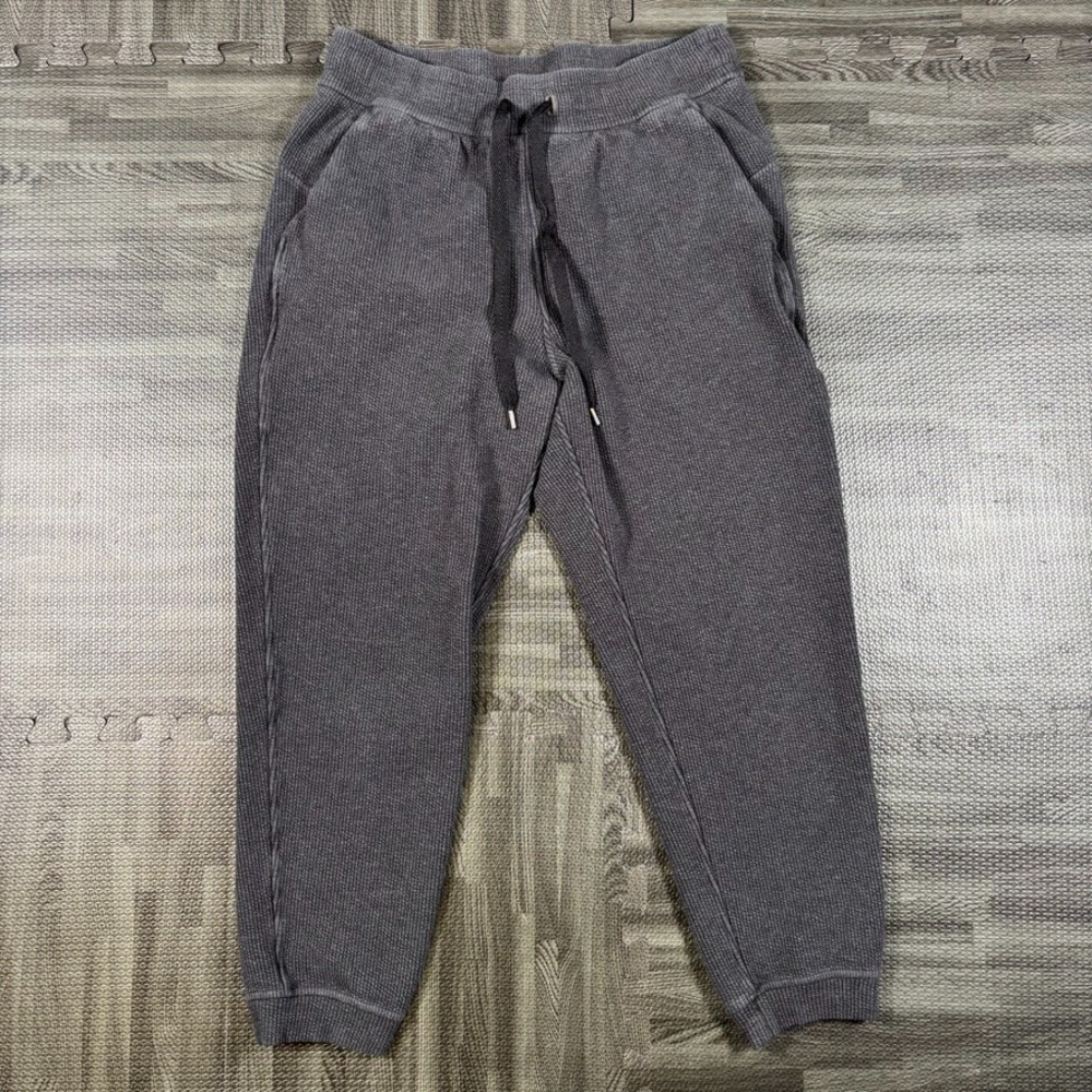 Lululemon Ribbed High-Rise Joggers Womens 8 Black Heathered Athleisure Pants